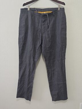 Island Importer Men's Charcoal Drawstring Linen Blend Chinos 36